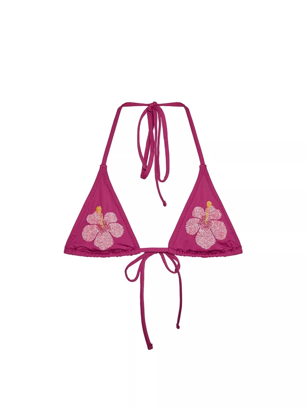 Floral Embroidered Triangle Bikini Top and bottom - Women